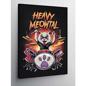 Kanvas Tablo Heavy Meowtal Baterist Kedi 70x100 cm