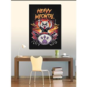 Kanvas Tablo Heavy Meowtal Baterist Kedi 70x100 cm
