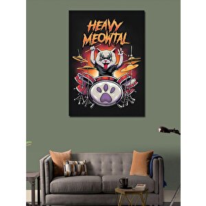 Kanvas Tablo Heavy Meowtal Baterist Kedi 70x100 cm