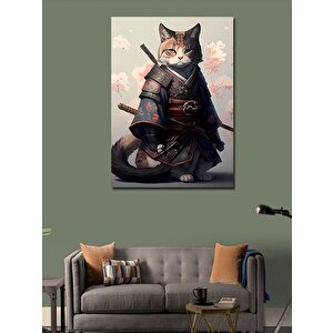 Kanvas Tablo Samuray Kedi 100x140 cm