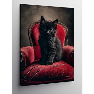 Kanvas Tablo Yavru Siyah Kedi 100x140 cm