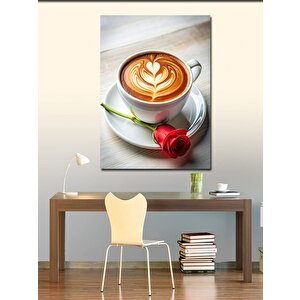 Kanvas Tablo Kahve Fincanı Ve Gül 100x140 cm