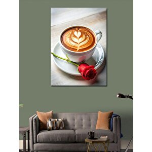 Kanvas Tablo Kahve Fincanı Ve Gül 100x140 cm