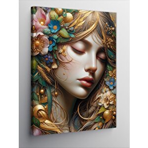 Kanvas Tablo Çiçekler Ve Kadın 70x100 cm