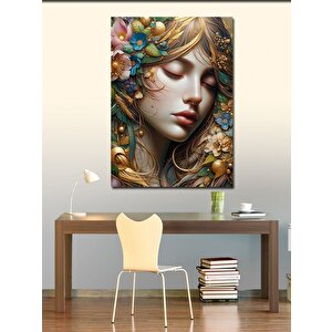 Kanvas Tablo Çiçekler Ve Kadın 70x100 cm