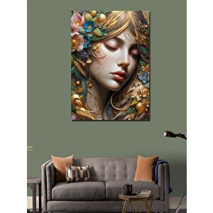 Kanvas Tablo Çiçekler Ve Kadın 70x100 cm