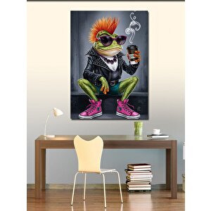 Kanvas Tablo Kahve İçen Kurbağa 70x100 cm