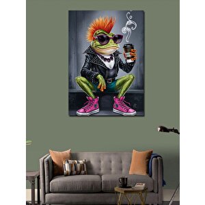 Kanvas Tablo Kahve İçen Kurbağa 70x100 cm