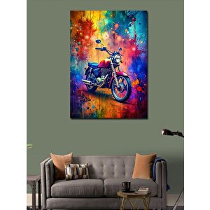 Kanvas Tablo Retro Motosiklet 100x140 cm