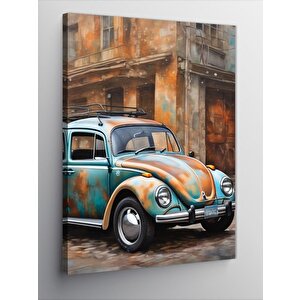 Kanvas Tablo Retro Kaplumbağa Araba