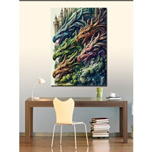 Kanvas Tablo Renkli Ejderhalar 70x100 cm