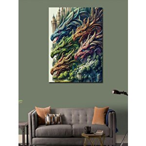 Kanvas Tablo Renkli Ejderhalar 70x100 cm