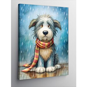Kanvas Tablo Kırmızı Atkılı Köpek 100x140 cm