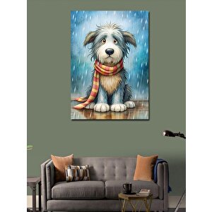 Kanvas Tablo Kırmızı Atkılı Köpek 100x140 cm