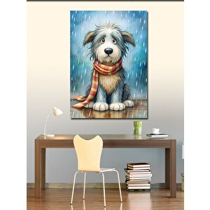 Kanvas Tablo Kırmızı Atkılı Köpek