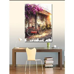 Kanvas Tablo Retro Kırmızı Bisiklet 100x140 cm
