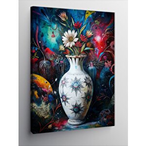 Kanvas Tablo Desenli Vazo Ve Çiçekler 70x100 cm