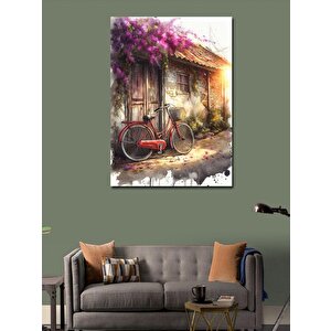 Kanvas Tablo Retro Kırmızı Bisiklet