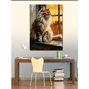 Kanvas Tablo Penceredeki Sarı Kedi 70x100 cm
