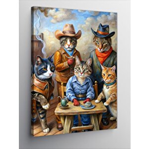 Kanvas Tablo Şapkalı Kediler 100x140 cm