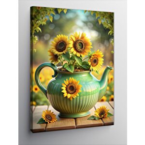Kanvas Tablo Çaydanlıktaki Ayçiçekleri 70x100 cm