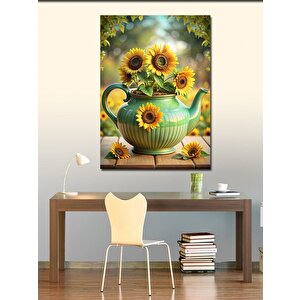 Kanvas Tablo Çaydanlıktaki Ayçiçekleri 70x100 cm