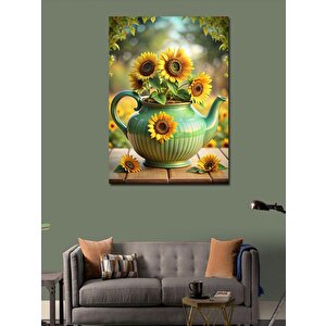 Kanvas Tablo Çaydanlıktaki Ayçiçekleri 70x100 cm