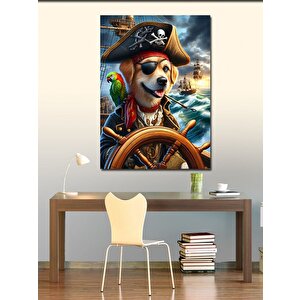 Kanvas Tablo Korsan Köpek Ve Papağan 70x100 cm