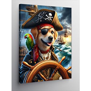 Kanvas Tablo Korsan Köpek Ve Papağan