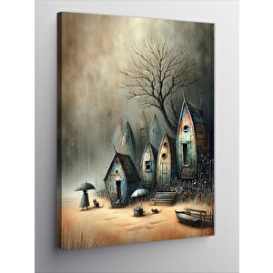 Kanvas Tablo Yağmurdaki Küçük Evler 70x100 cm