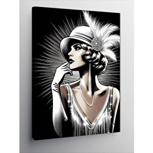 Kanvas Tablo Retro Elbiseli Kadın 70x100 cm