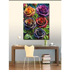 Kanvas Tablo Mor Ve Kırmızı Güller 100x140 cm