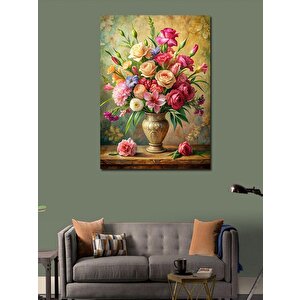 Kanvas Tablo Vazodaki Renkli Çiçekler 100x140 cm
