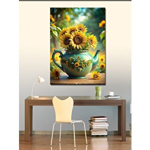 Kanvas Tablo Çaydanlıktaki Ayçiçekleri 70x100 cm