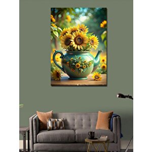 Kanvas Tablo Çaydanlıktaki Ayçiçekleri 70x100 cm