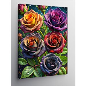 Kanvas Tablo Mor Ve Kırmızı Güller 70x100 cm