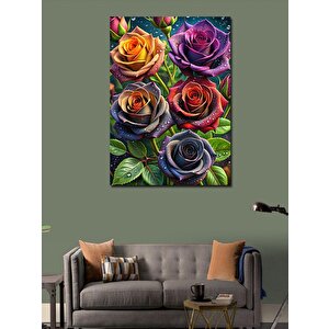 Kanvas Tablo Mor Ve Kırmızı Güller 70x100 cm