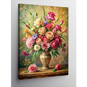 Kanvas Tablo Vazodaki Renkli Çiçekler 70x100 cm
