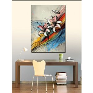 Kanvas Tablo Pembe Beyaz Çiçekler  70x100 cm