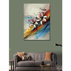 Kanvas Tablo Pembe Beyaz Çiçekler  70x100 cm