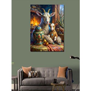 Kanvas Tablo Keçi Ve Yavrusu 100x140 cm