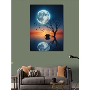 Kanvas Tablo Dolunay Ve Göl  100x140 cm