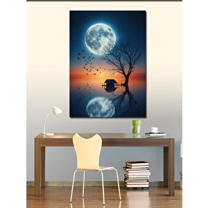 Kanvas Tablo Dolunay Ve Göl  70x100 cm