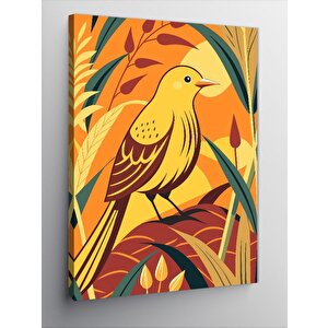 Kanvas Tablo Sarı Kuş Ve Çiçekler 70x100 cm