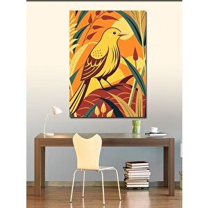 Kanvas Tablo Sarı Kuş Ve Çiçekler 70x100 cm