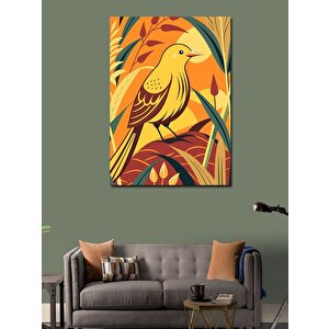 Kanvas Tablo Sarı Kuş Ve Çiçekler 70x100 cm