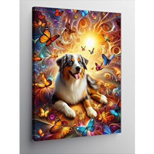Kanvas Tablo Sevimli Köpek Bir Kelebekler