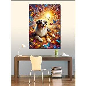Kanvas Tablo Sevimli Köpek Bir Kelebekler