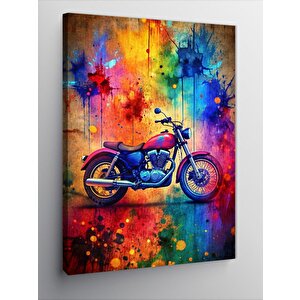 Kanvas Tablo Kırmızı Retro Motosiklet 100x140 cm
