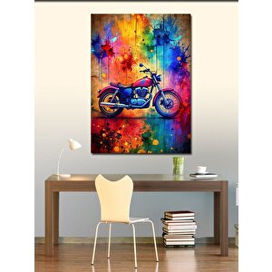 Kanvas Tablo Kırmızı Retro Motosiklet 100x140 cm
